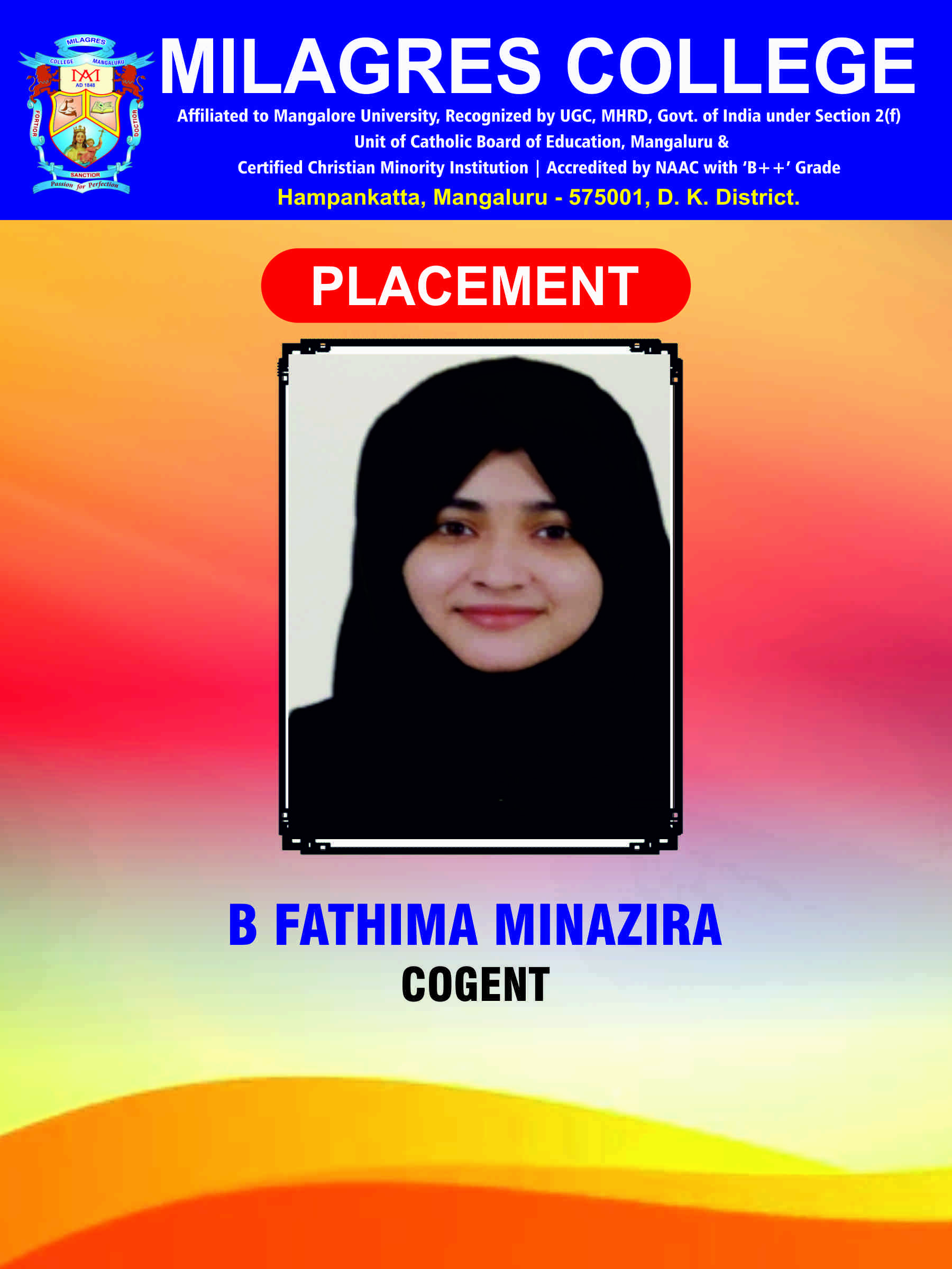 Successfully placed student